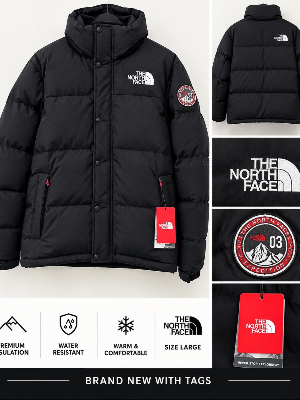 The North Face Black Men's Insulated Puffer Jacket NEW